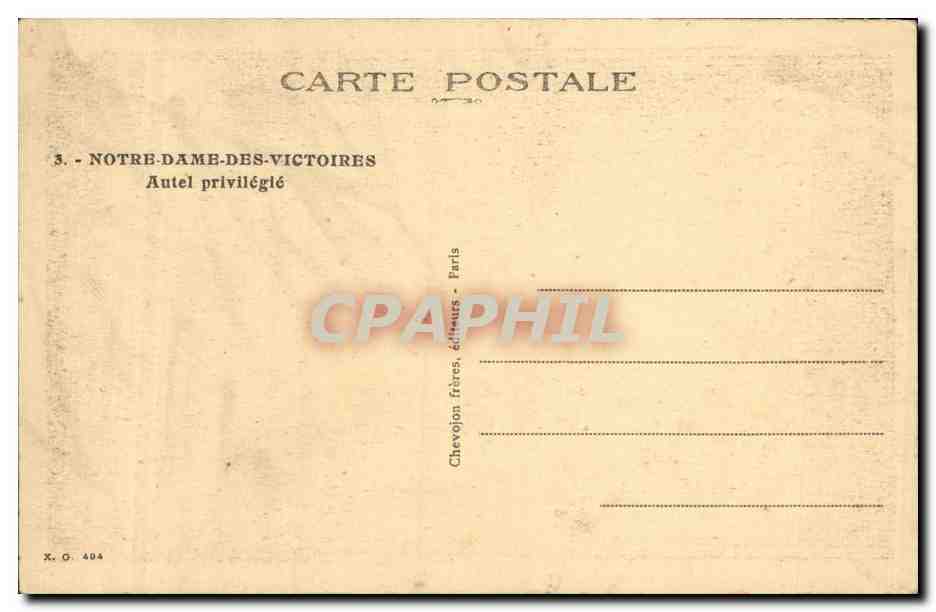 CPA Paris Notre Dame des Victoires Autel privilegie — Verso