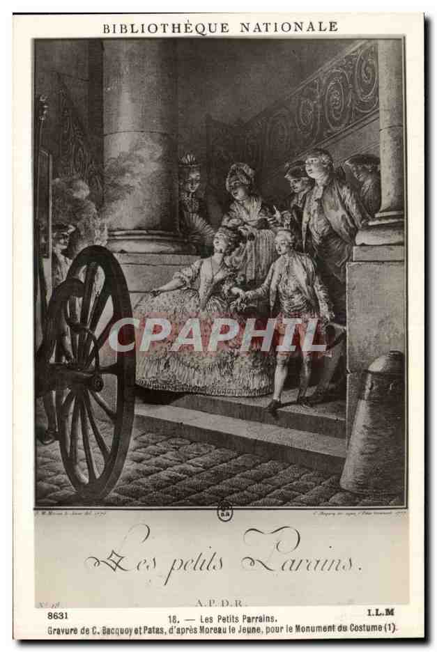 CPA Fantaisie Bibliotheque Nationale Les petits paraisn Bacquoy et Patas Moreau le jeune Monument du costume