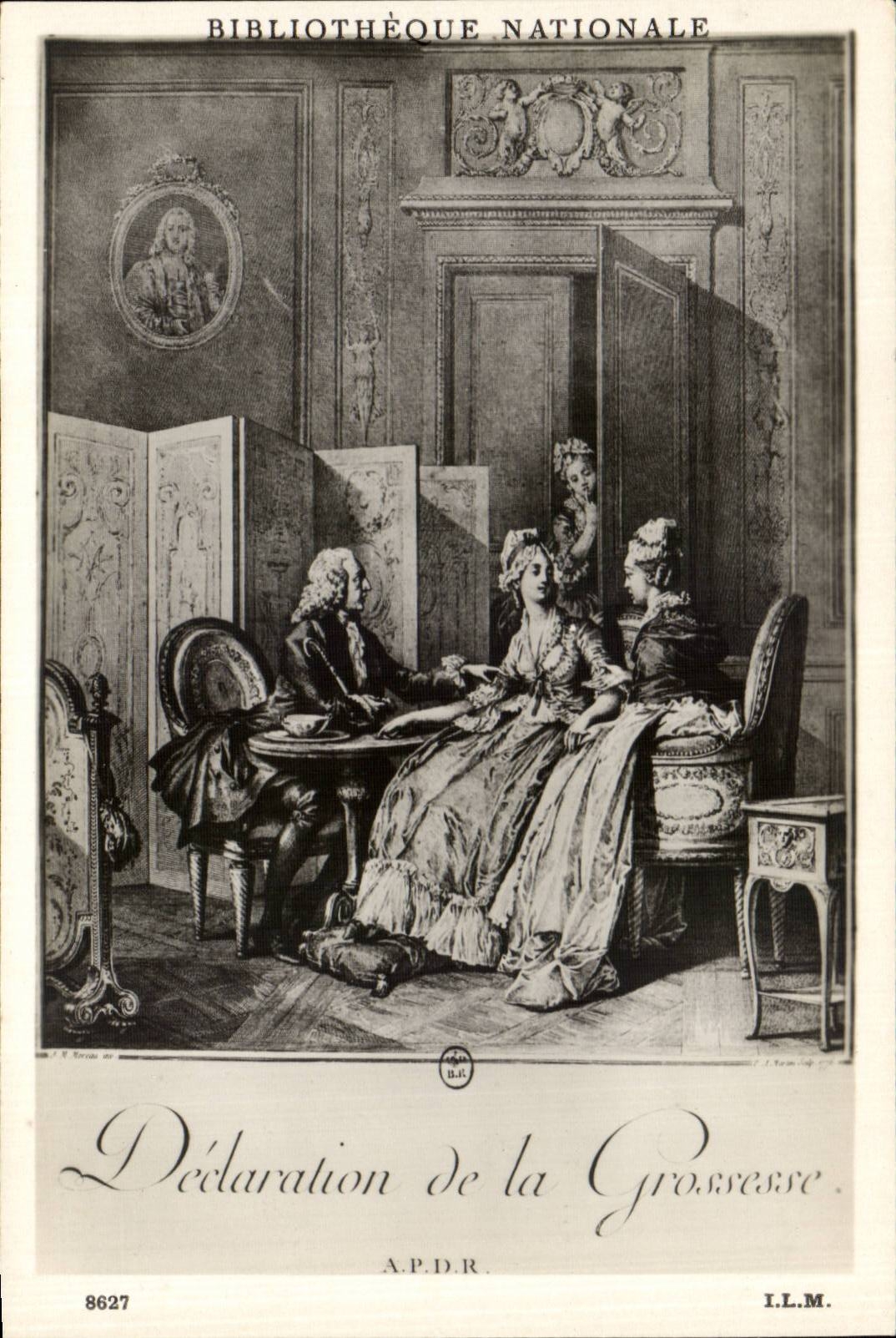 CPA Fantaisie Bibliotheque Nationale Declaration de la grossesse