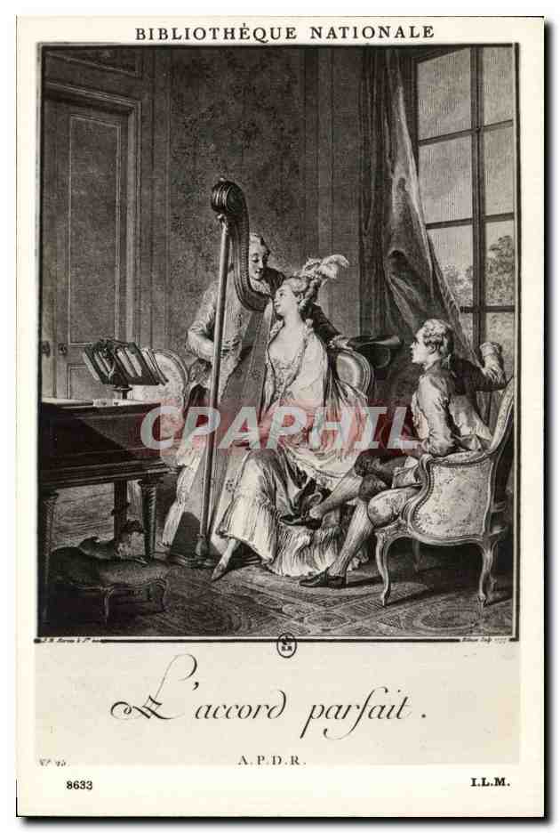 CPA Fantaisie Bibliotheque Nationale L'accord parfait Harpe