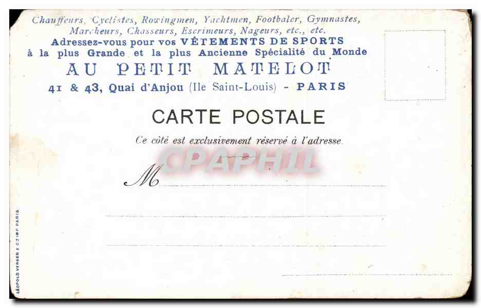 CPA Fantaisie La fille du passeur Adan — Achterkant