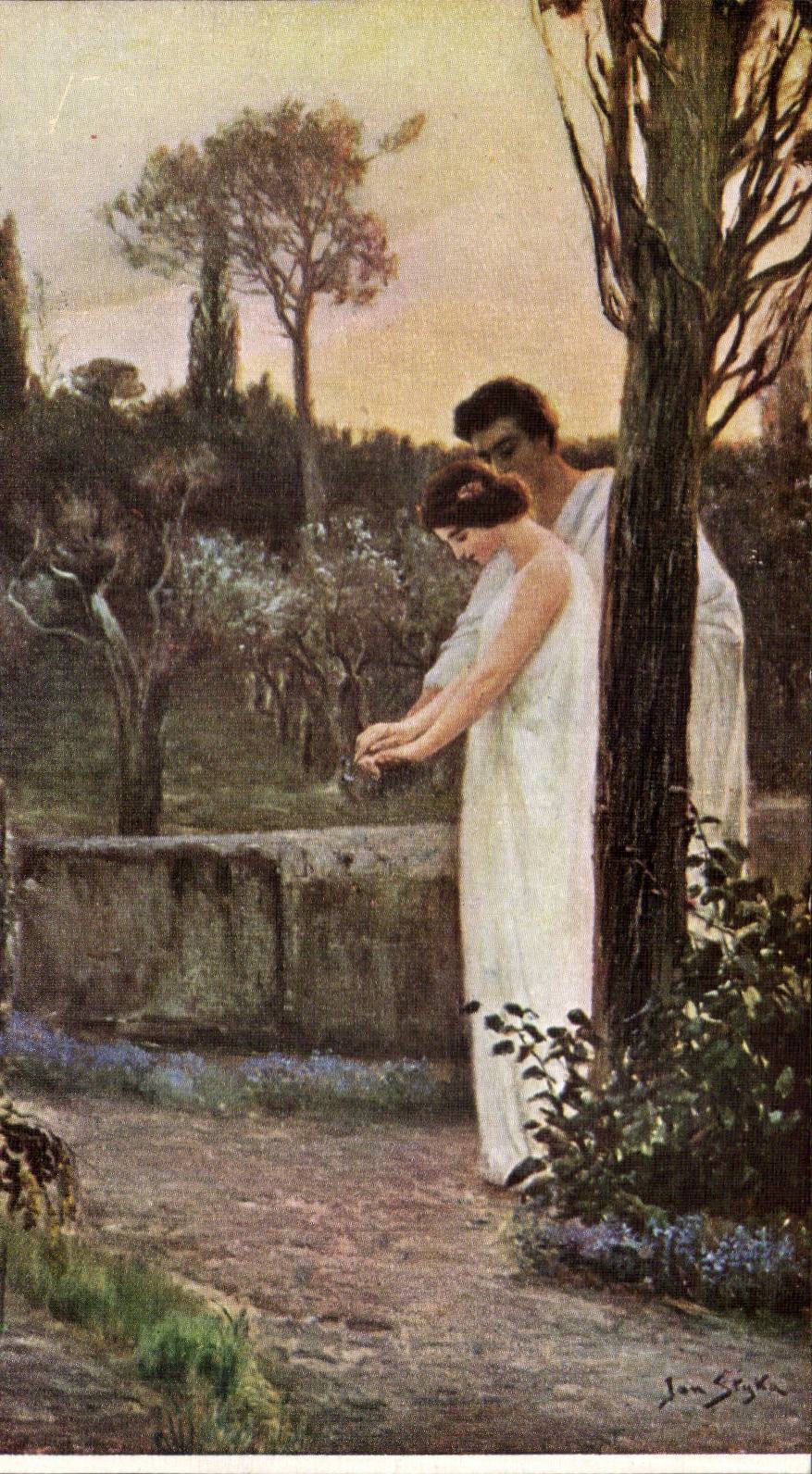 CPA Fantaisie Jan Styka Vinicius et Lygie au jardin de linus