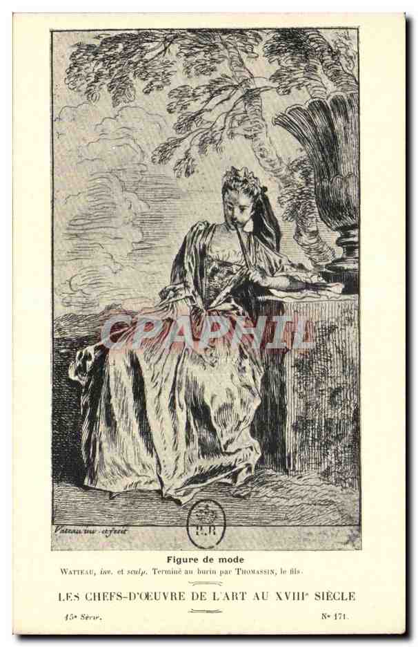 CPA Fantaisie Les chefs d'oeuvre de l'art au 18eme Figure de mode Watteau