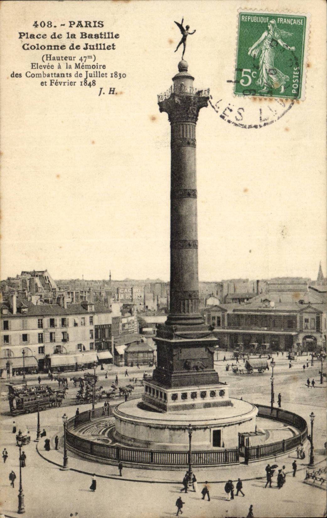 CPA Paris Colonne de Juillet Place de la Bastille