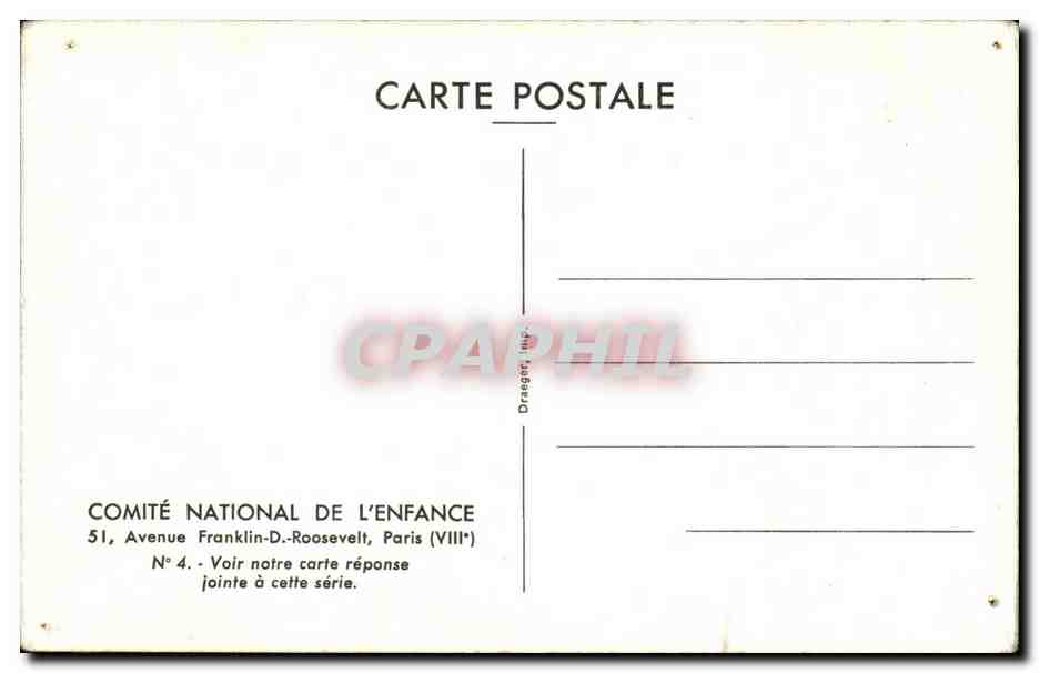Deux enfants en costumes d'époque — Comité National de l'Enfance, n°4 — Achterkant