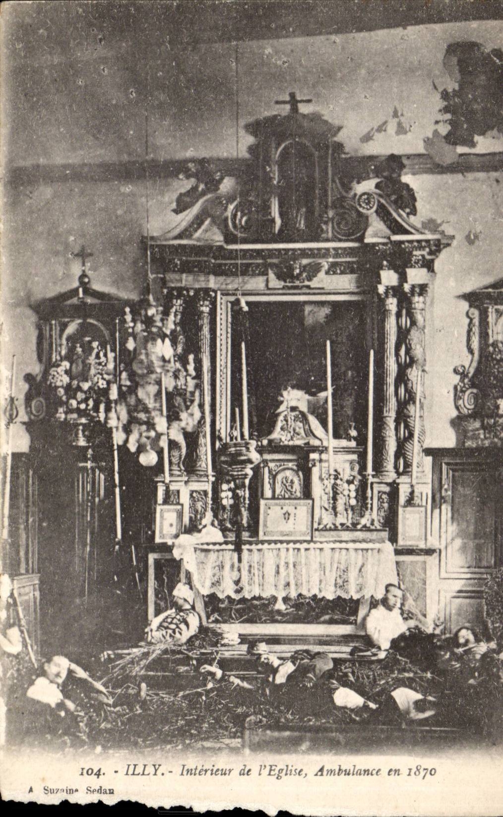 CPA Illy Interieur de l'eglise Ambulance en 1870