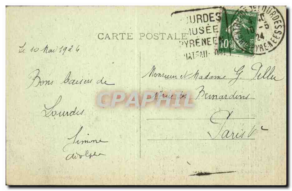 CPA Lourdes Le chateau fort — Verso