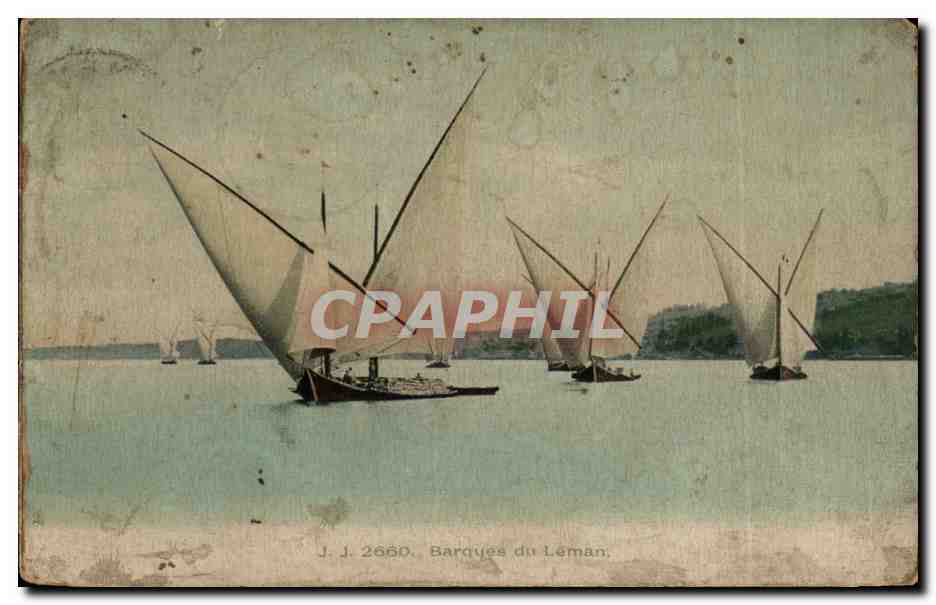 CPA Cartes collees Barques du Lac Leman Fontainebleau Belvedere de Lavalliere