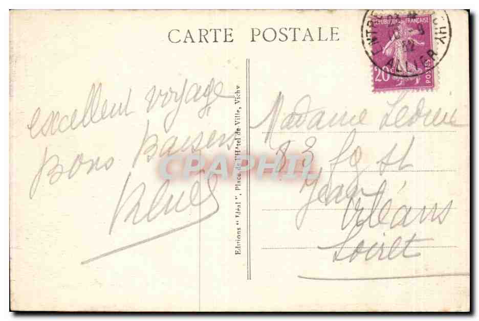 CPA Vichy Bassin des cygnes — Verso