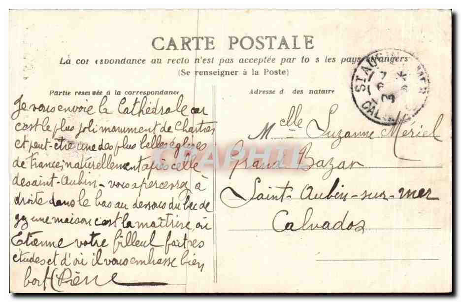 Chartres — Façade de la Cathédrale — Collection AD — Verso