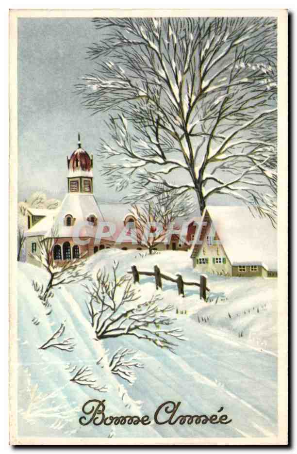 CPA Fantaisie Paysage sous la neige Bonne annee