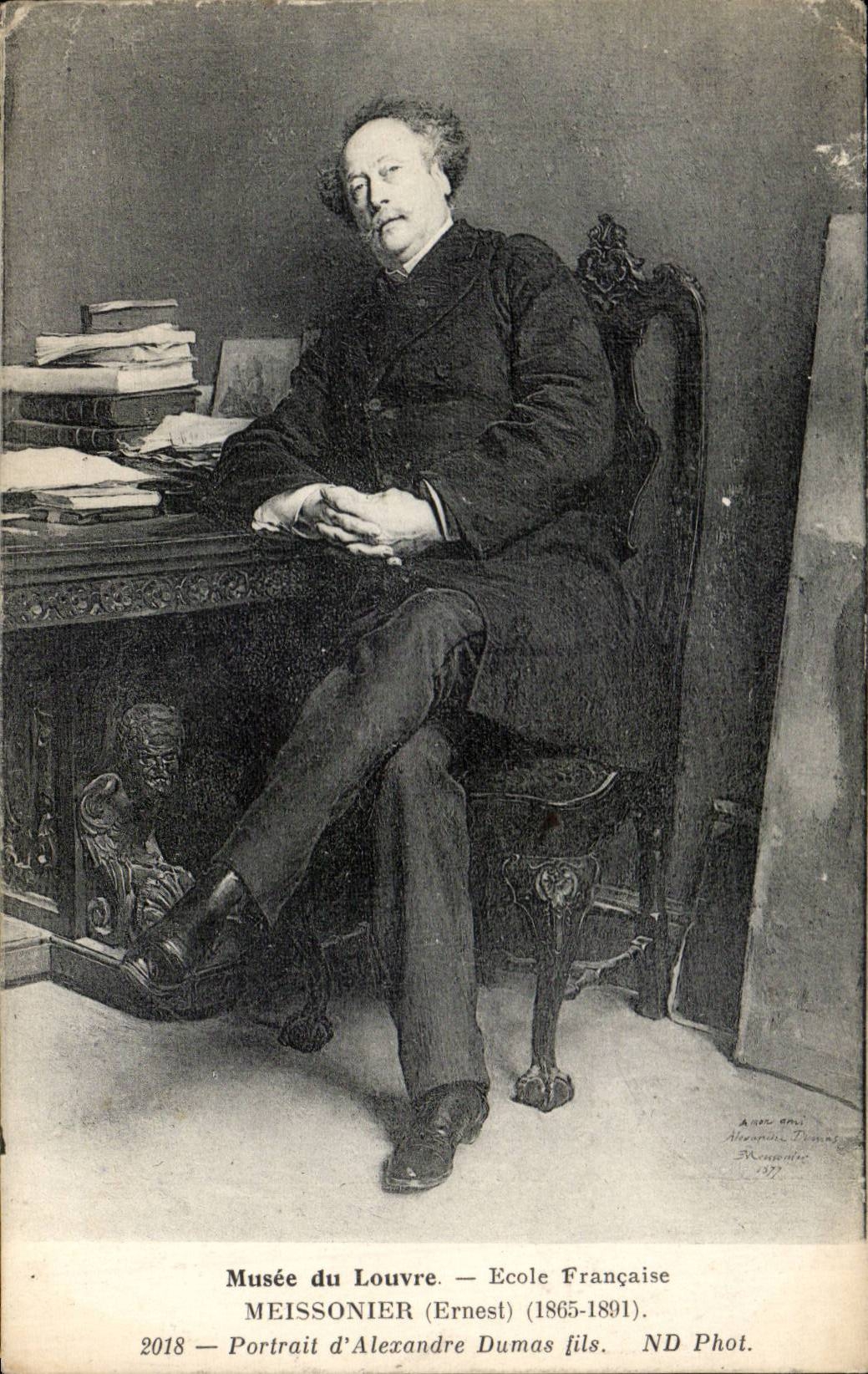 CPA Fantaisie Musee du Louvre Ecole francaise Meissonier Portrait d'Alexandre Dumas fils