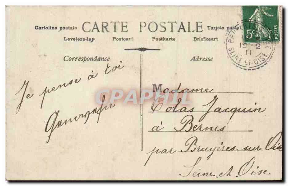 CPA Fantaisie Femme Heureuse fete — Rückseite