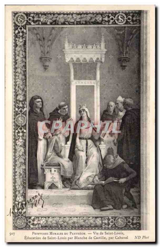 CPA Peintures murales du Pantheon Paris Vie de Saint louis Education de Saint Louis par Blanche de Castille par Cabanel