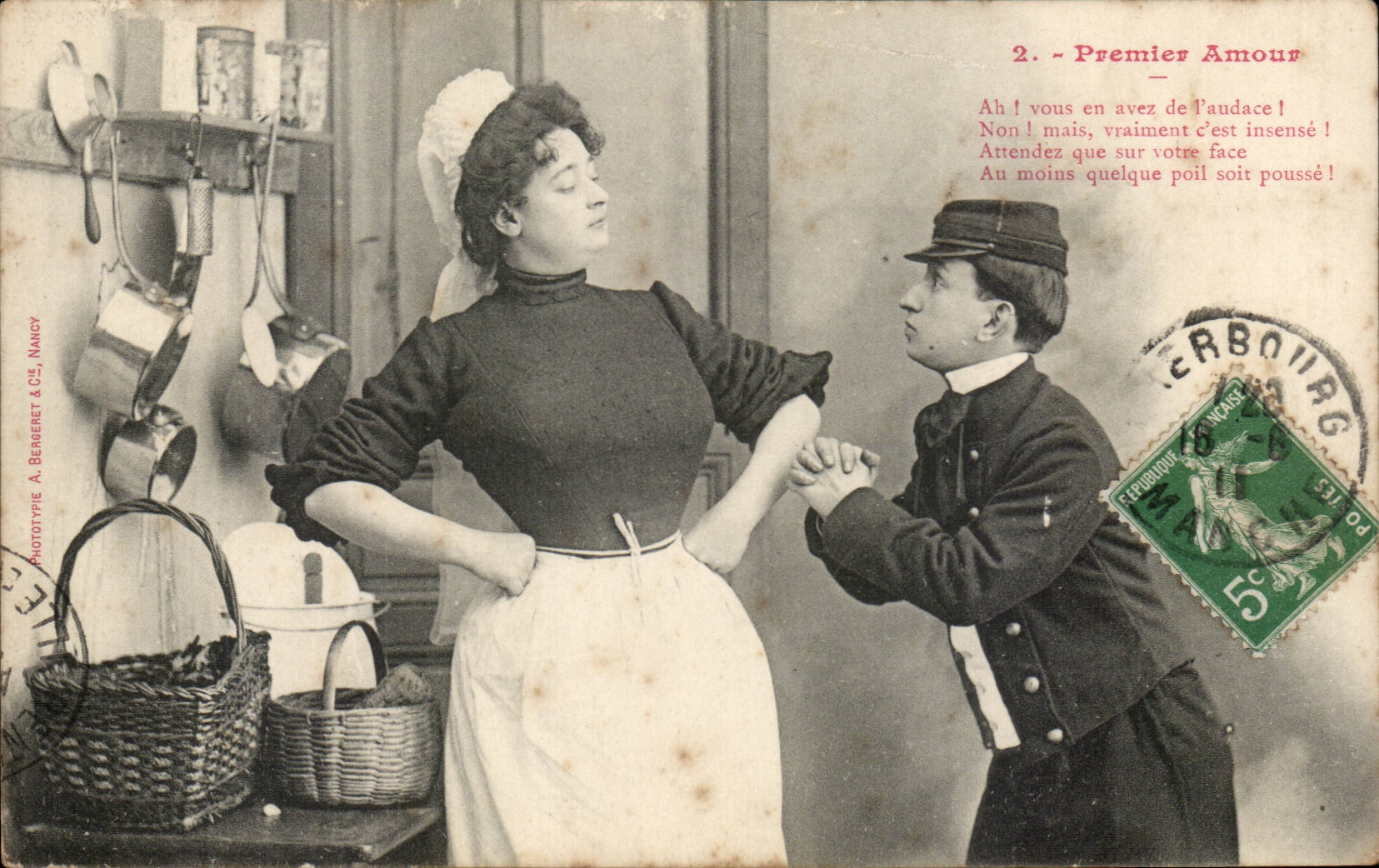 Cartolina d'epoca Fantasia Donna Primo amore