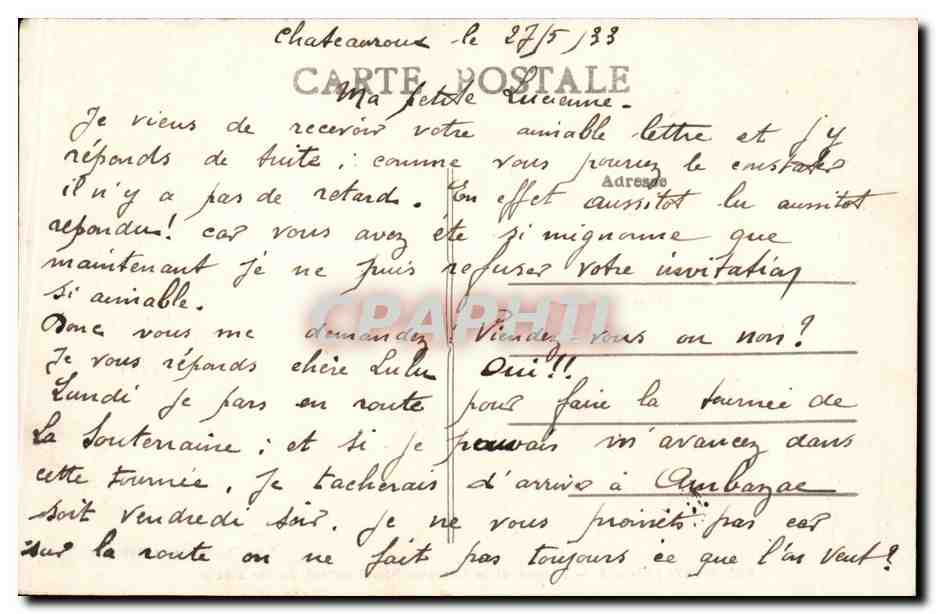 Chateauroux CPA L'indre et le chateau Raoul datant du 11eme — Rückseite