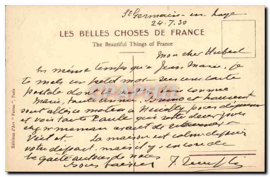 CPA Saint Germain en Laye le pavillon Herni IV — Verso