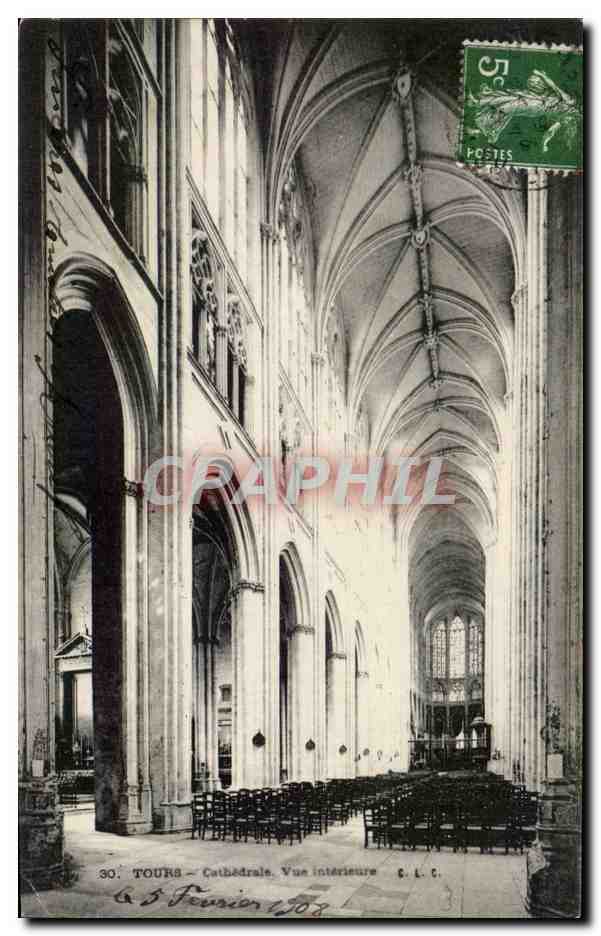 CPA Tours CAthedrale Vue interieure