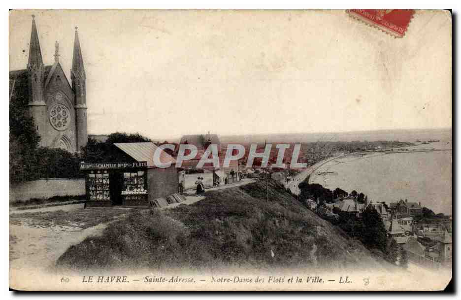 CPA Le Havre Sainte Adresse Notre DAme des flots et la ville