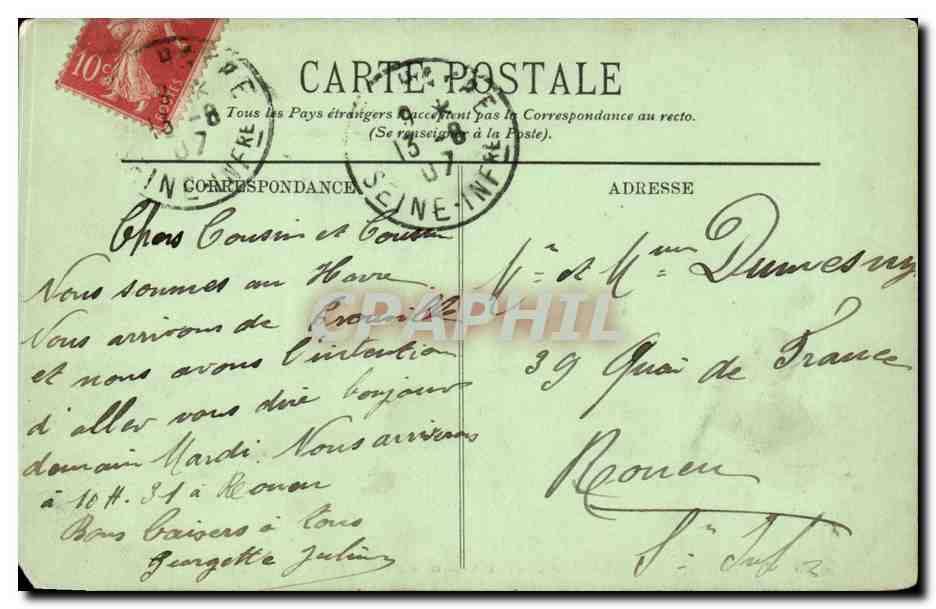 CPA Le Havre Sainte Adresse Notre DAme des flots et la ville — Rückseite