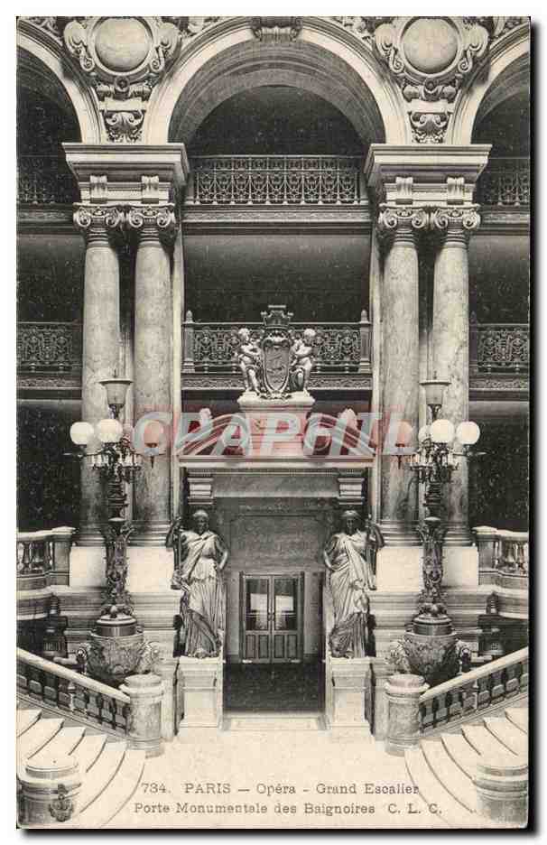 Paris CPA Opera Grand escalier Porte monumentale des baignoires