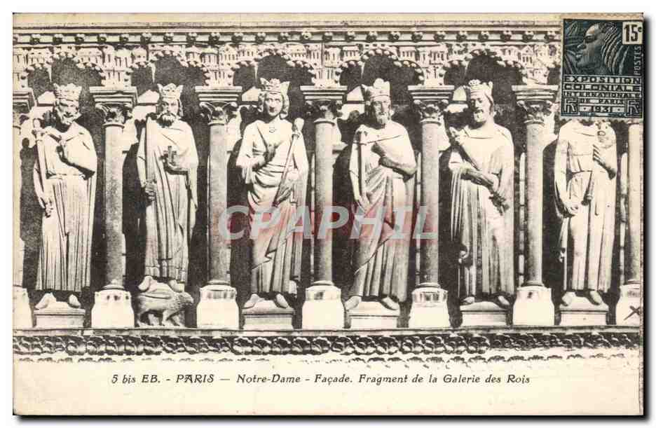 Paris CPA Notre DAme Facade Fragment de la galerie des rois