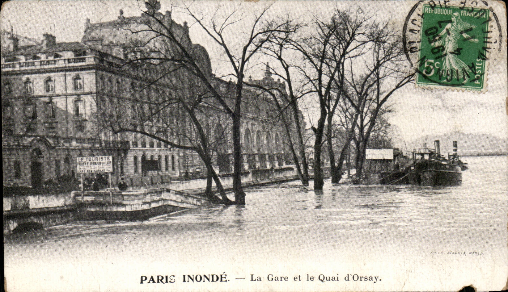 Paris CPA La gare et le quai d'Orsay ( inondations )