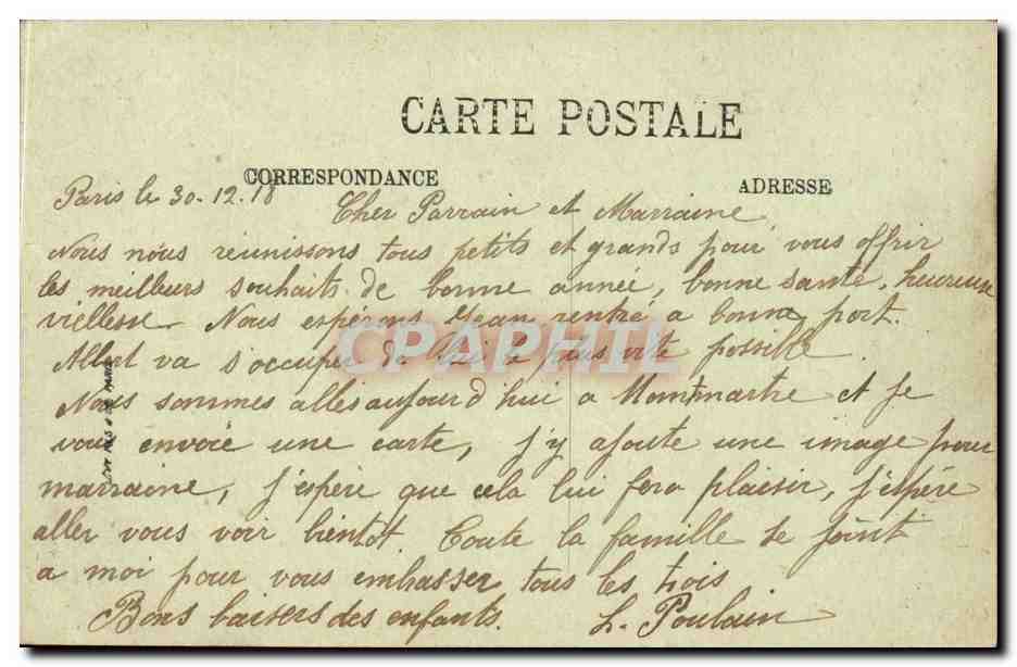 Paris CPA la basilique du Sacre Coeur de Montmartre — Rückseite