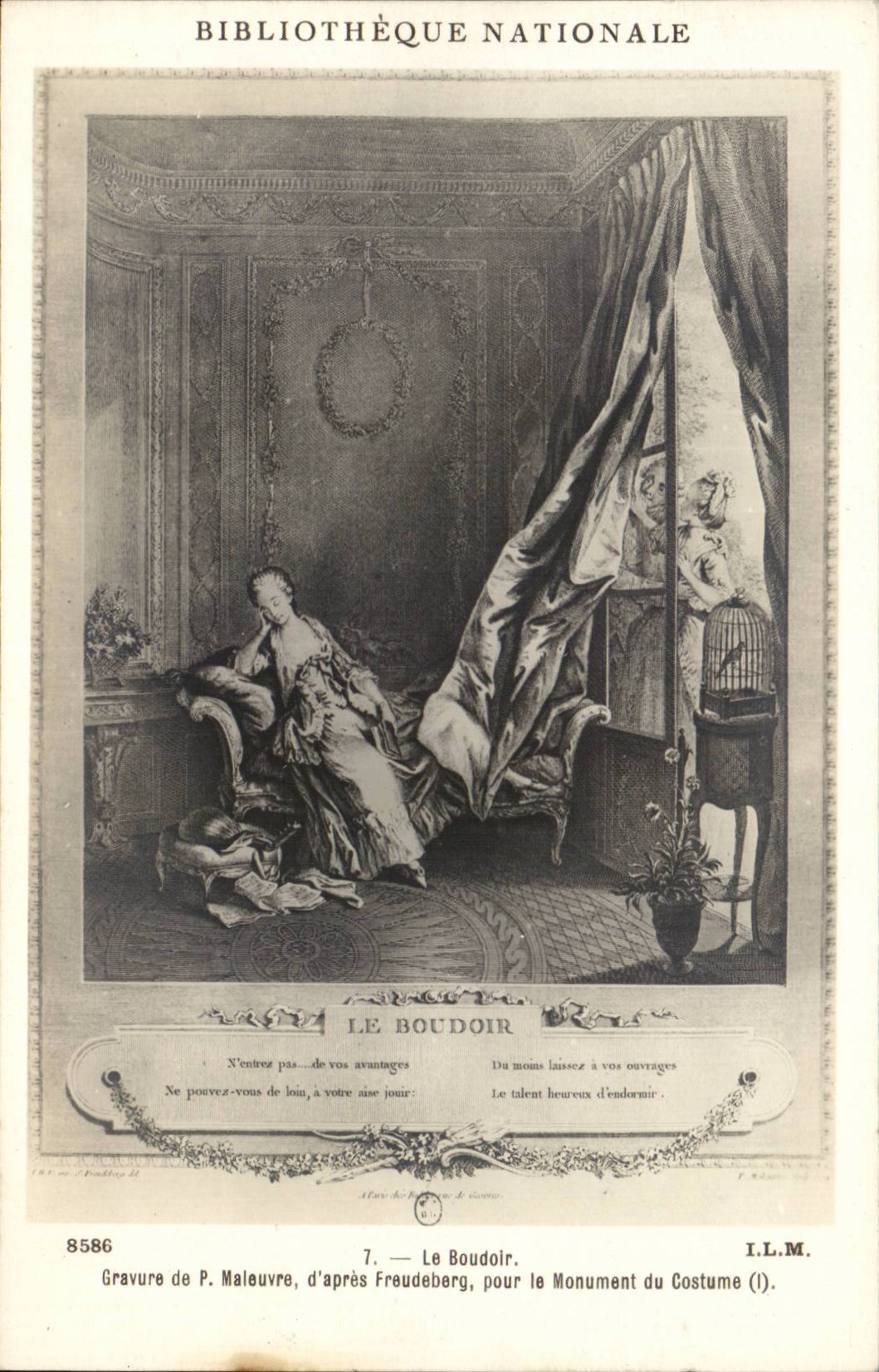 CPA Bibliotheque nationale Le boudoir Maleuvre Freudeberg Monument du costume