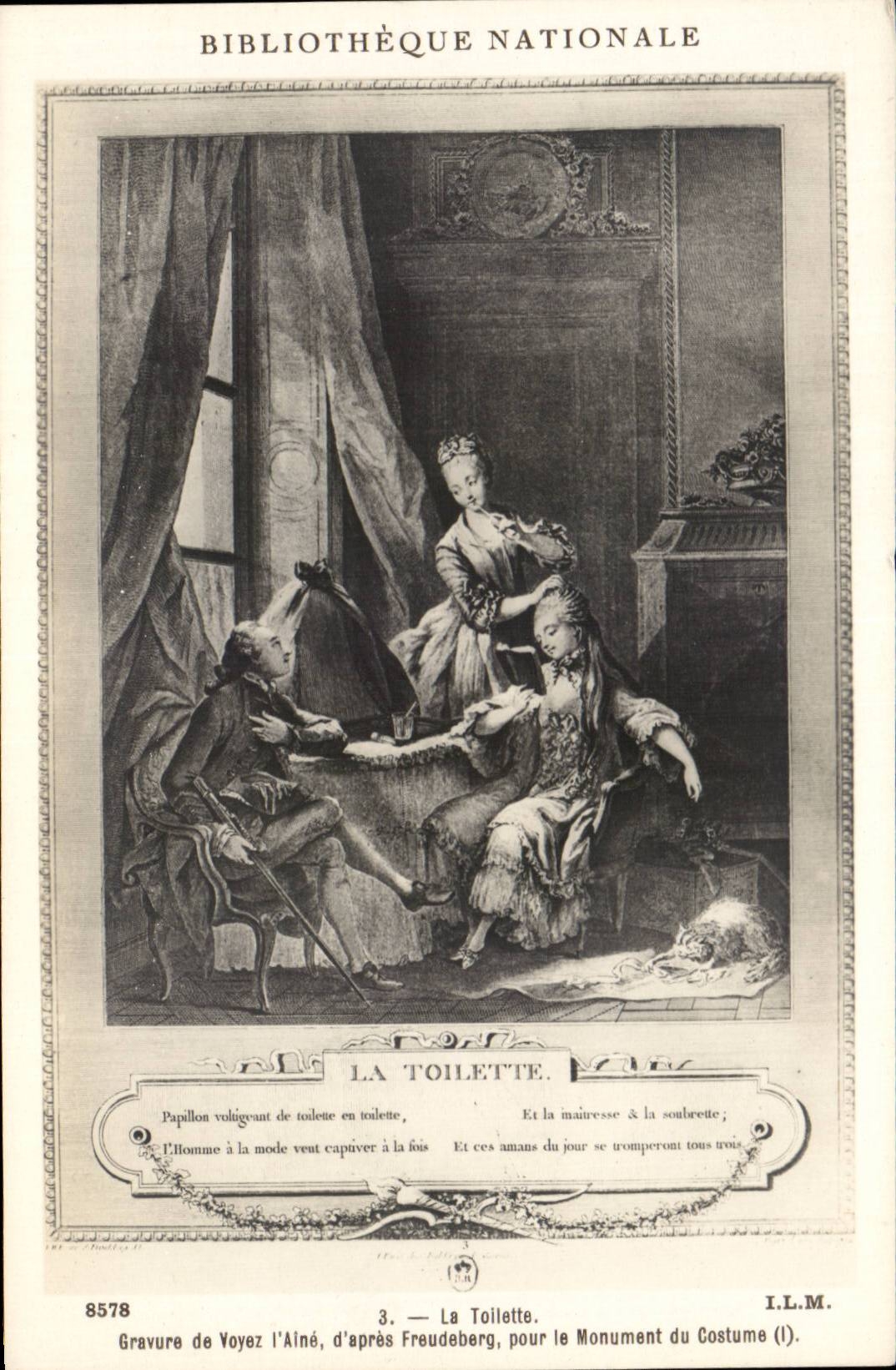 CPA Bibliotheque nationale La toilette Voyez l'ainee Coiffeur Coiffure Freudeberg Monument du costume