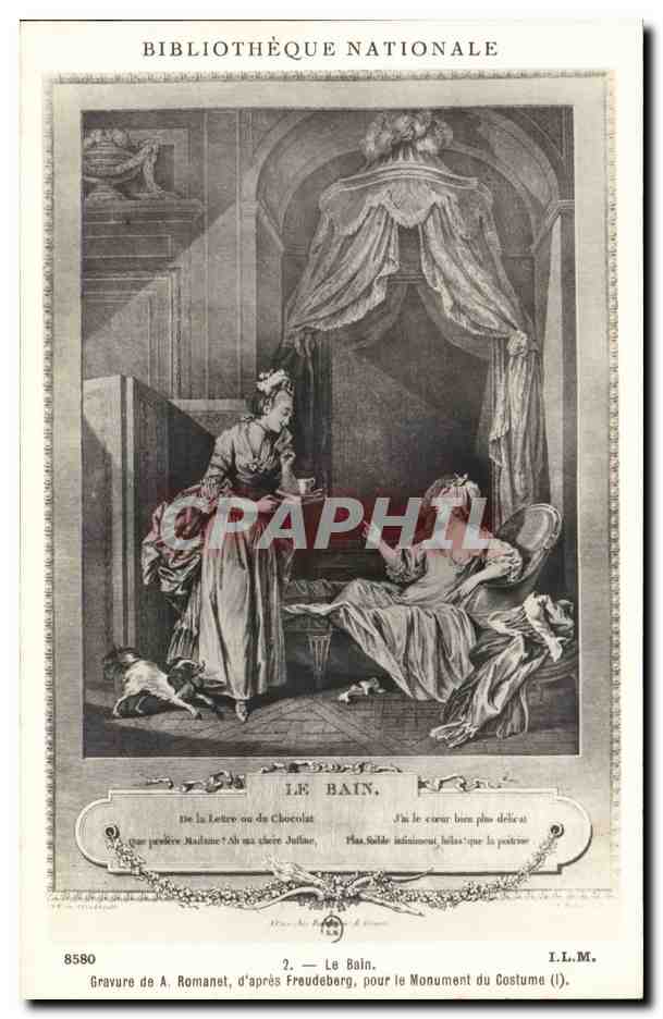 CPA Bibliotheque nationale Le bain Romanet Freudeberg Monument du costume