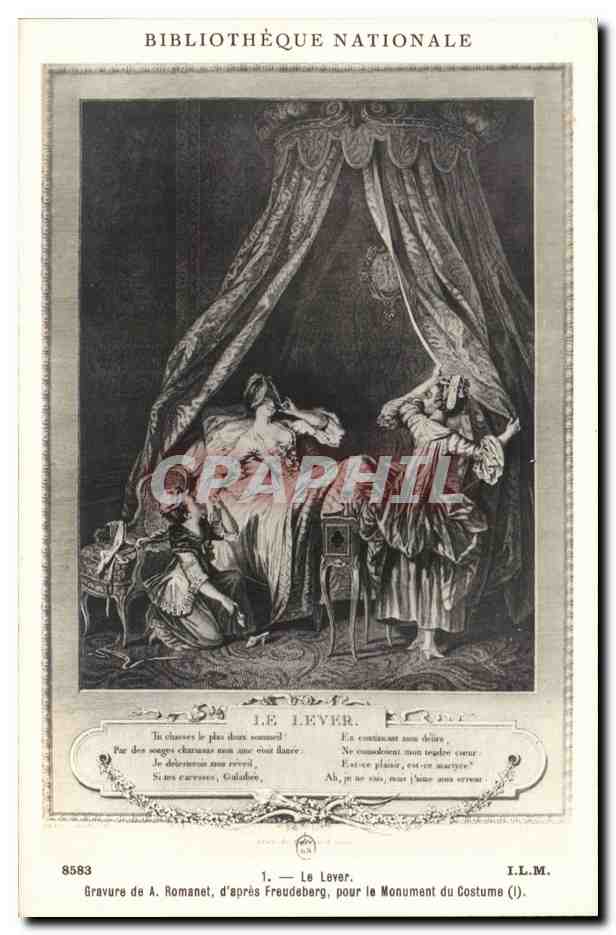 CPA Bibliotheque nationale Le lever Romanet Freudeberg Monument du costume