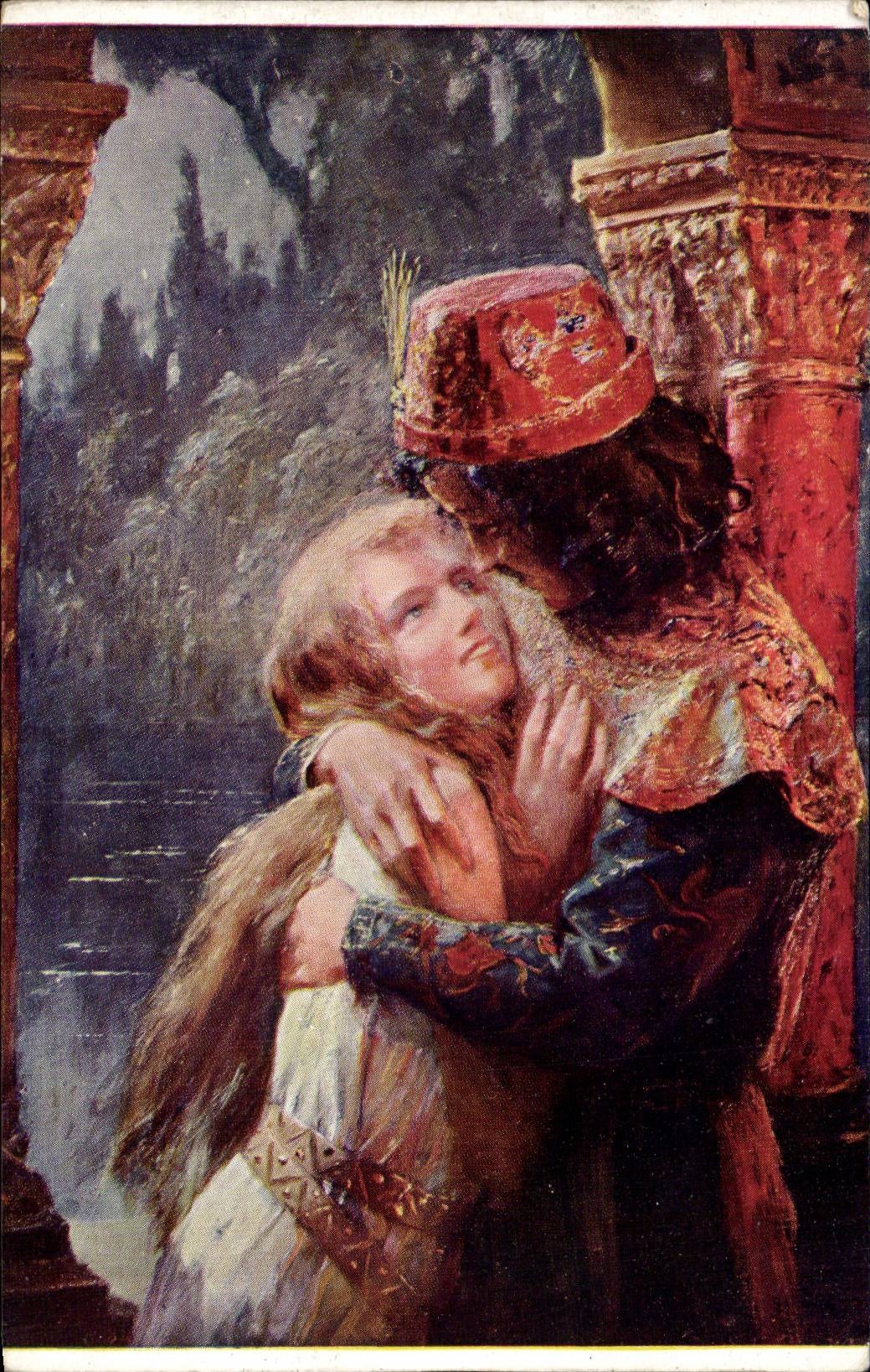 CPA Fantaisie Femme Bussiere Romeo et Juliette