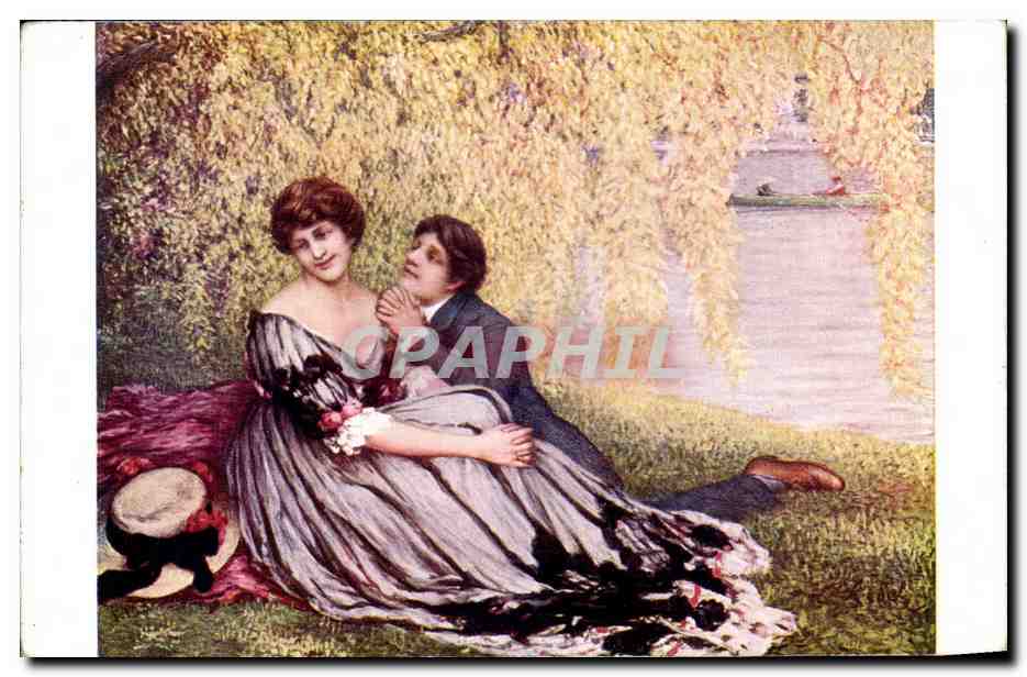 Couple sous les saules — œuvre de L. Ridel — Salon de Paris, S.A.F., n°504