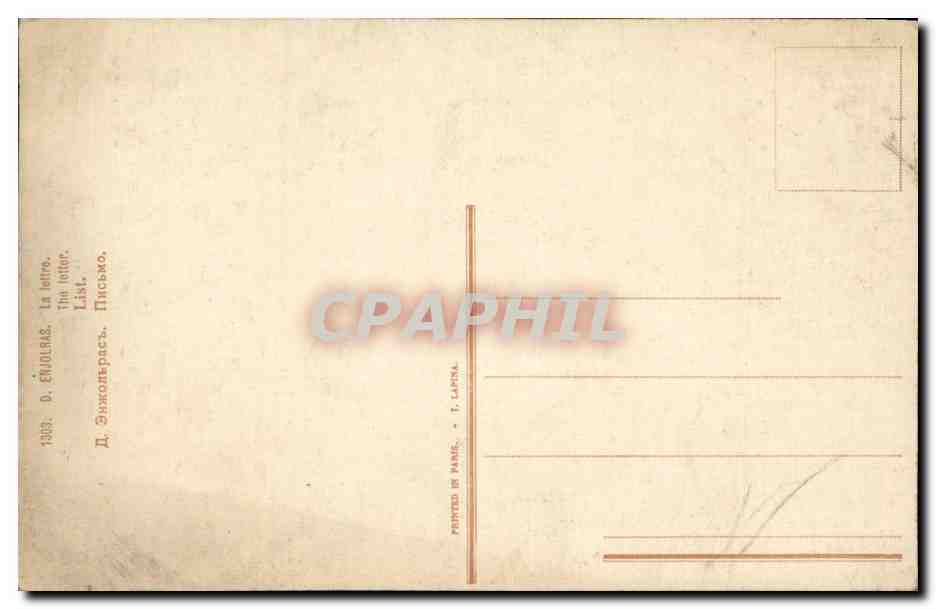 CPA Fantaisie Femme La lettre Enjolras — Verso