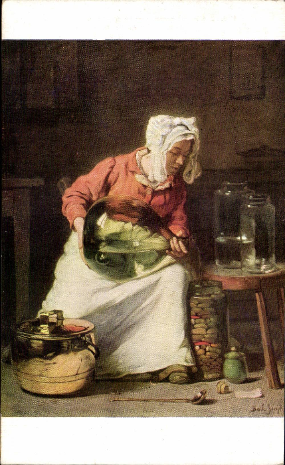 CPA Fantaisie Femme Bail La menagere 