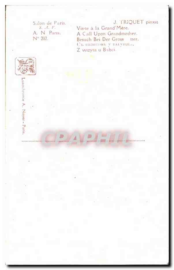 CPA Fantaisie Triquet Visite a sa grand mere Salon de Paris  — Verso