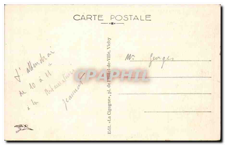 CPA Vichy un coin du parc des CElestins — Verso