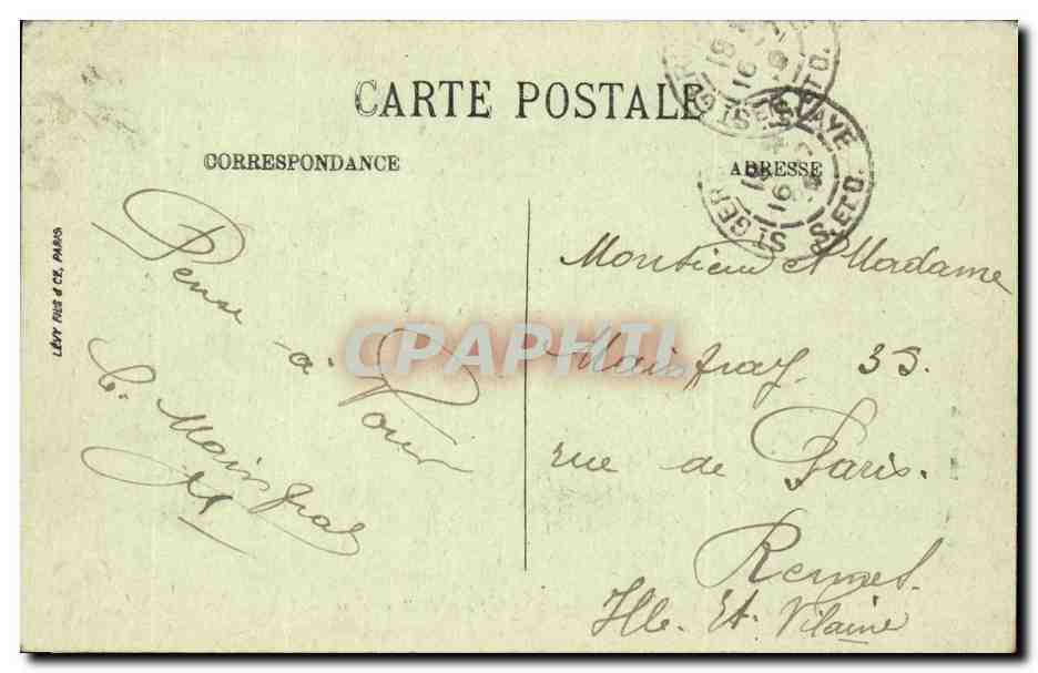 Paris CPA Chambre des deputes et la place de Bourgogne — Verso