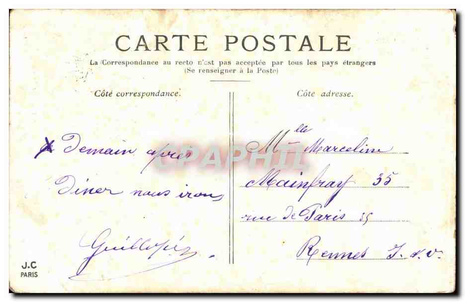 Paris CPA Sainte Chaplle — Rückseite