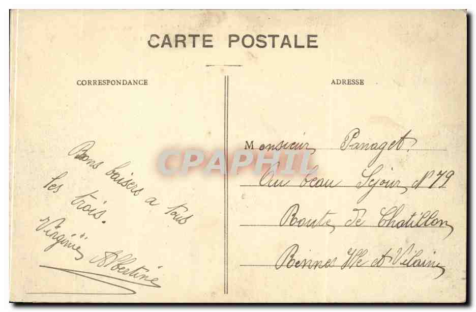 Paris CPA Place de la Republique Lion — Verso