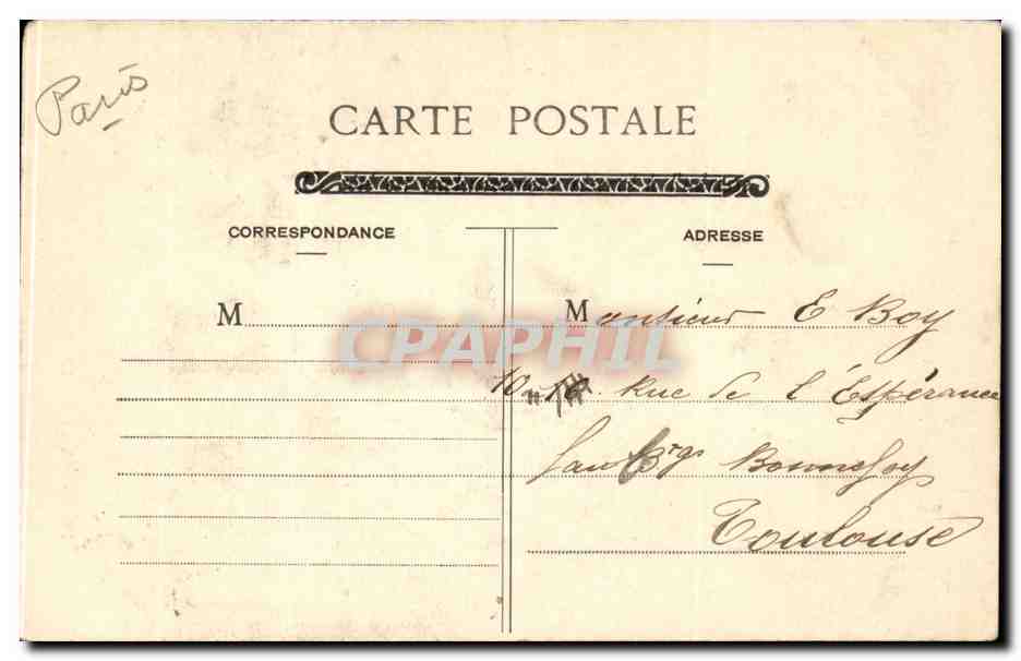 Paris CPA La tour de Jean SAns peur  — Rückseite