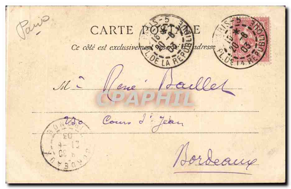 Paris CPA La tour de Jean SAns peur  — Rückseite