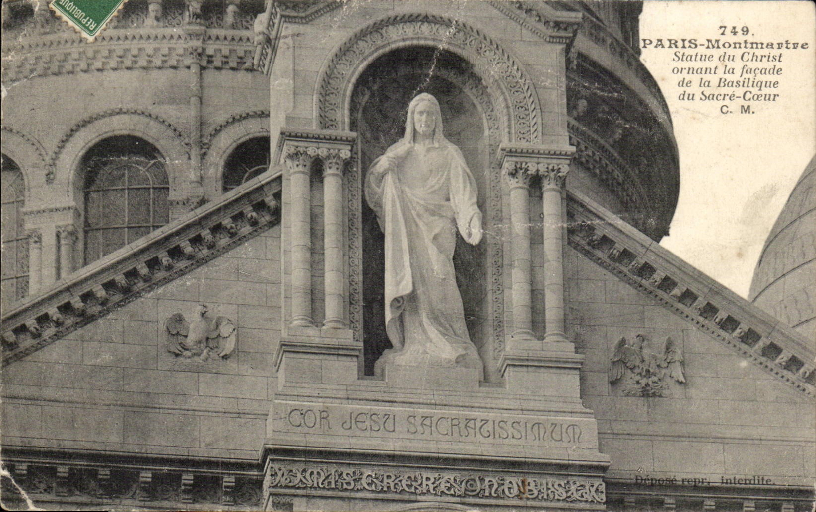 CPA Paris Montmartre Statue du christ 