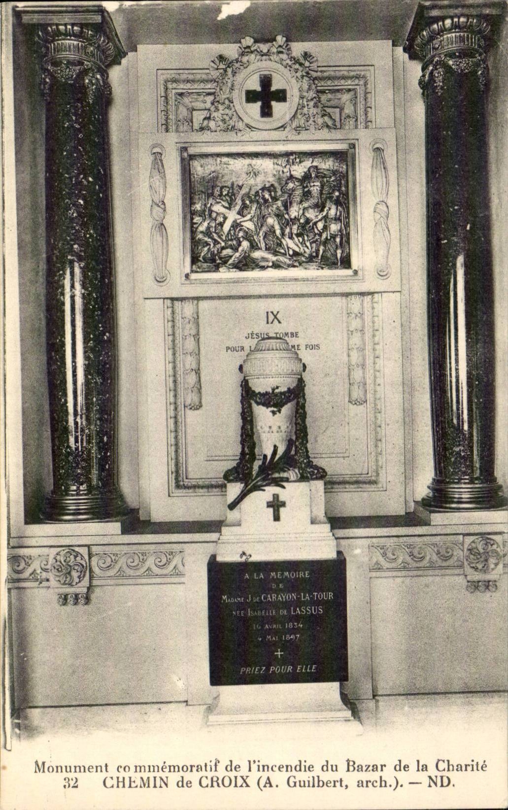 CPA Paris Monument commemoratif du bazar de la charite Chemin de CRoix