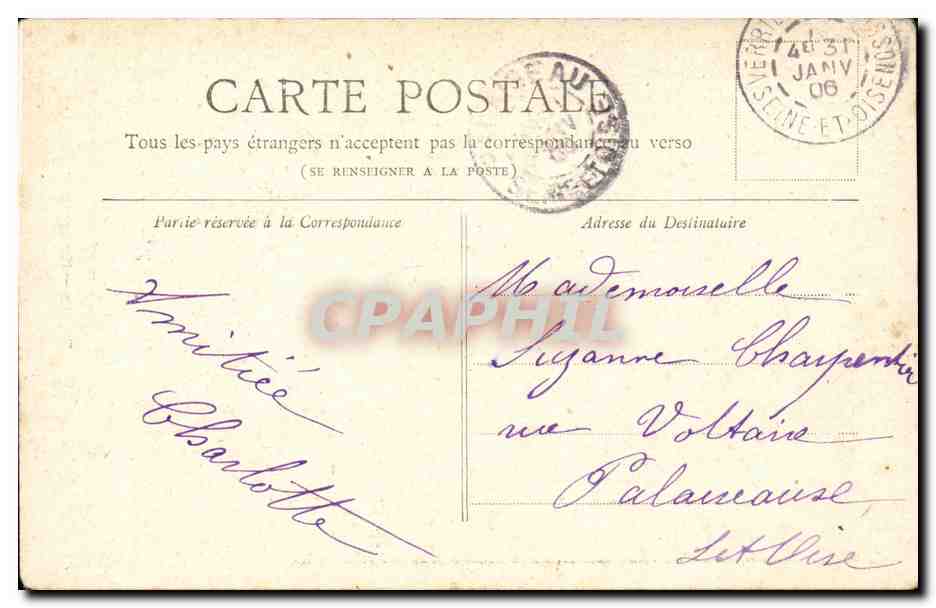 CPA Paris Horloge du palais de justice — Rückseite