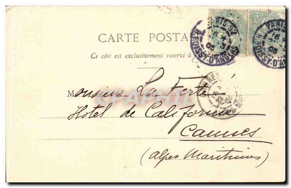 CPA Paris Jardin des tuileries et la rue de Rivoli — Verso