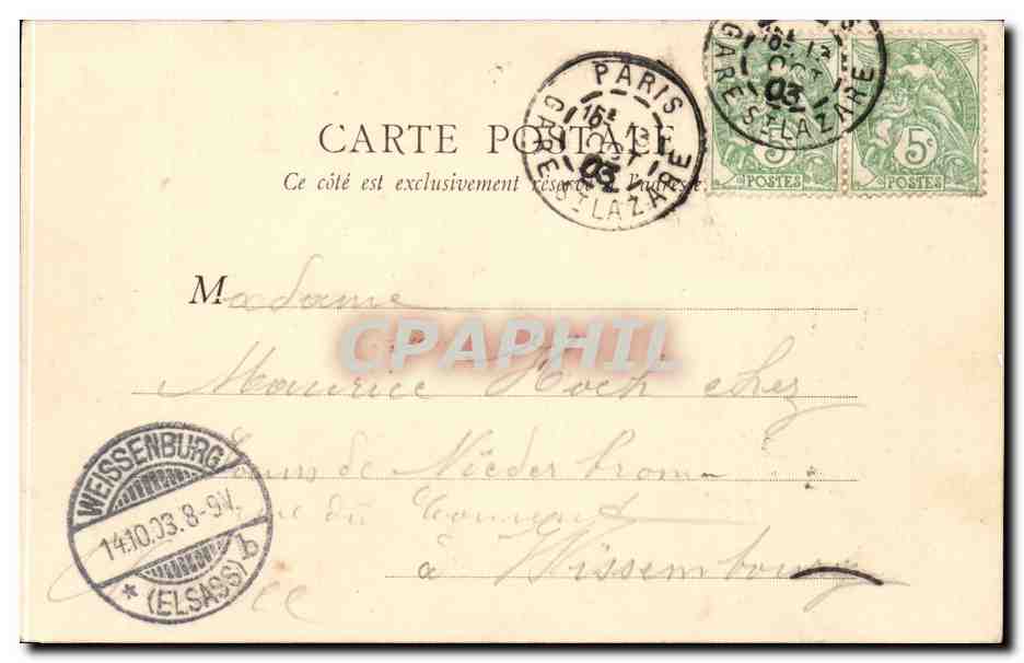 CPA Paris Monument Alphand — Verso