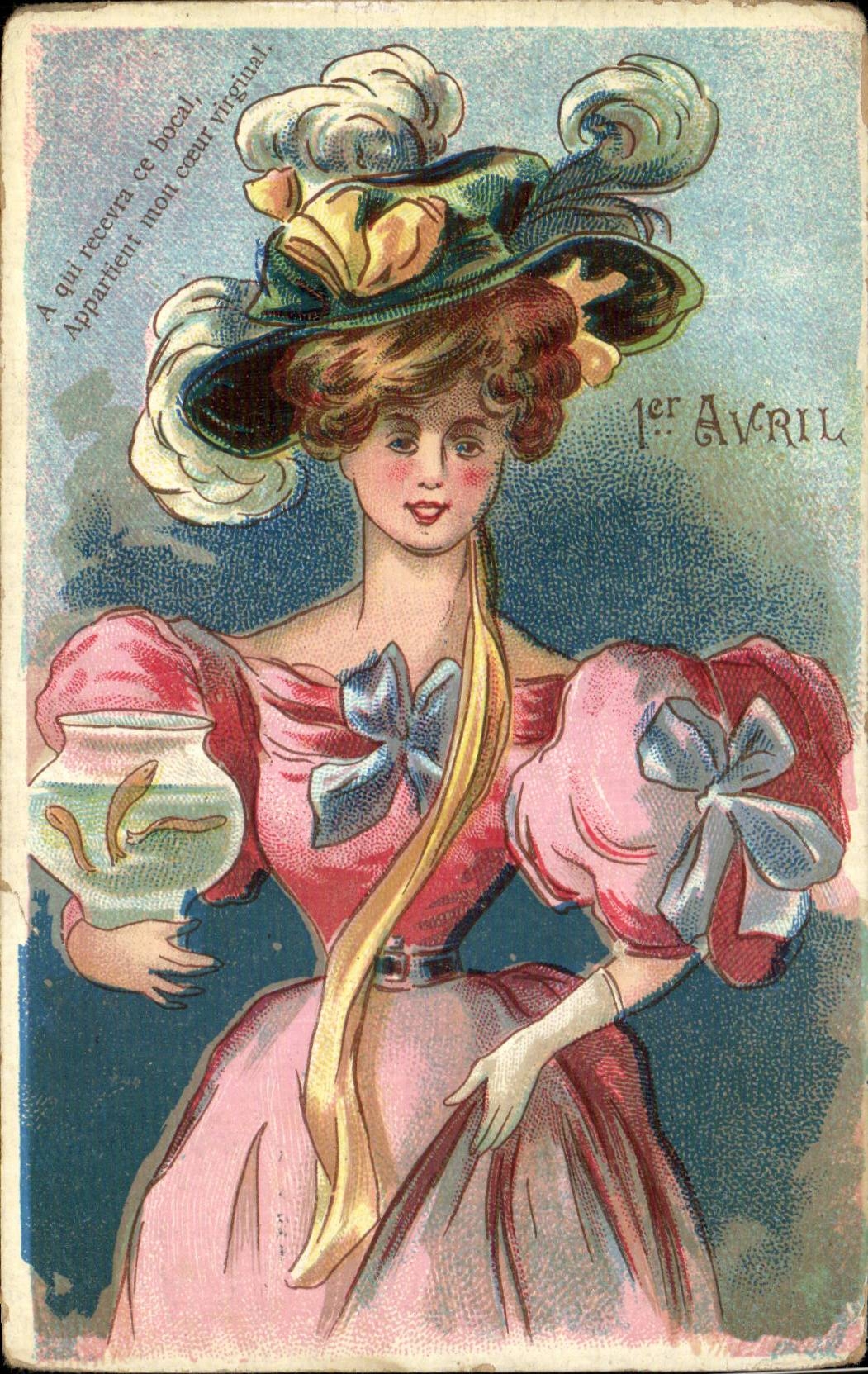 CPA FAntaisie Femme 1er avril