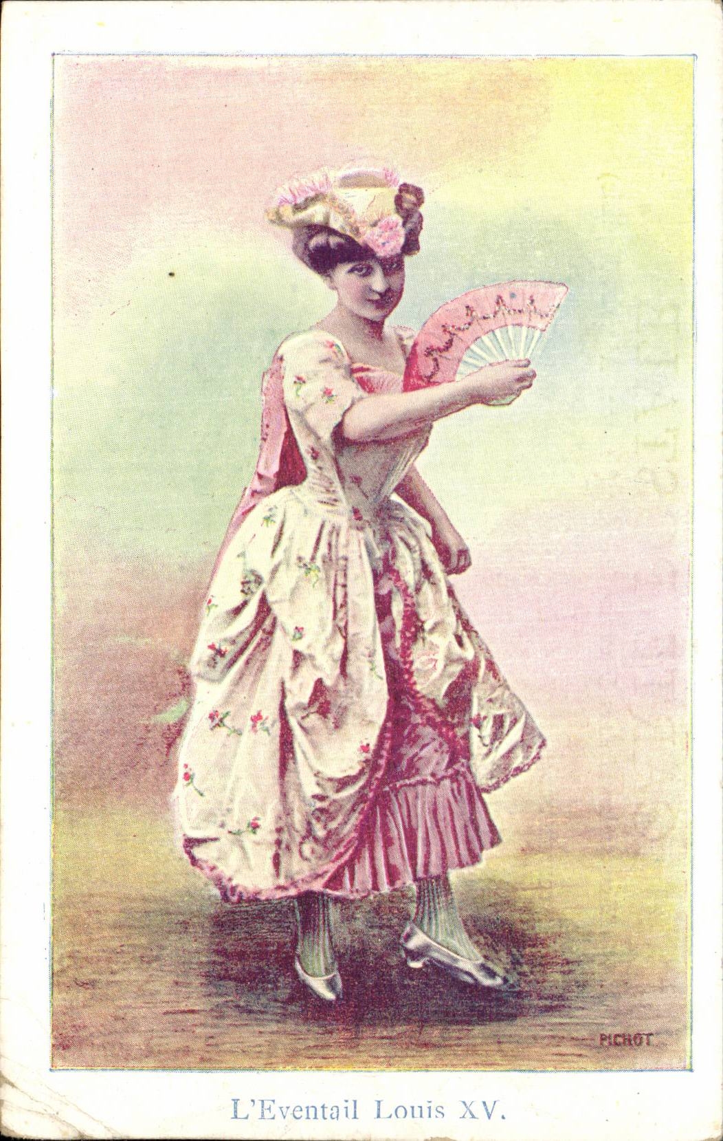 CPA Fantaisie Femme L'eventail Louis XV